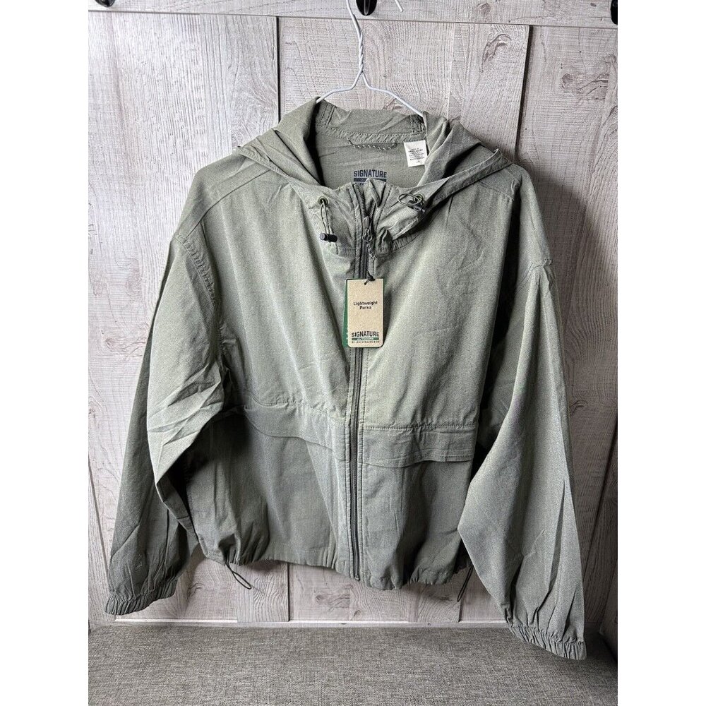 Signature by Levi Strauss & Co Womens Parka L Jacket Olive Green Lightweight - Picture 1 of 7
